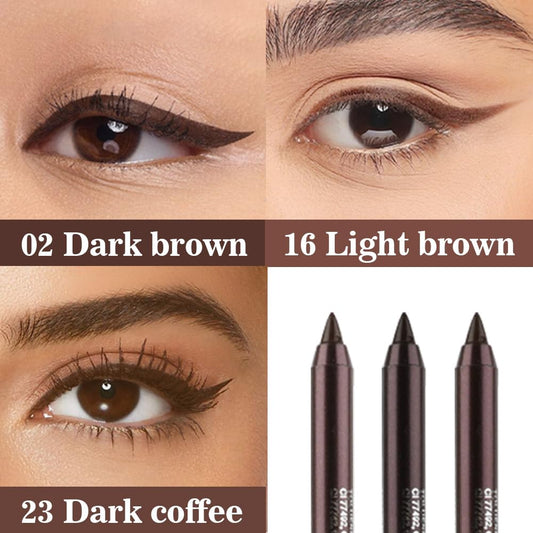 evpct 3Pcs Dark Brown & Brown & Dark Coffee Gel Glitter Matte Metallic Eyeliner Pencils Set for Women Waterproof Smudge Proof lapiz de ojos delineador de ojos contra el agua Eye Liner Makeup 02 16 23
