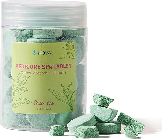 NOVAL Pedicure Spa Tablet - Fast Dissolving, Gentle & Portable Foot Soak for Softening Calluses & Hydrating Skin, Green Tea Scent