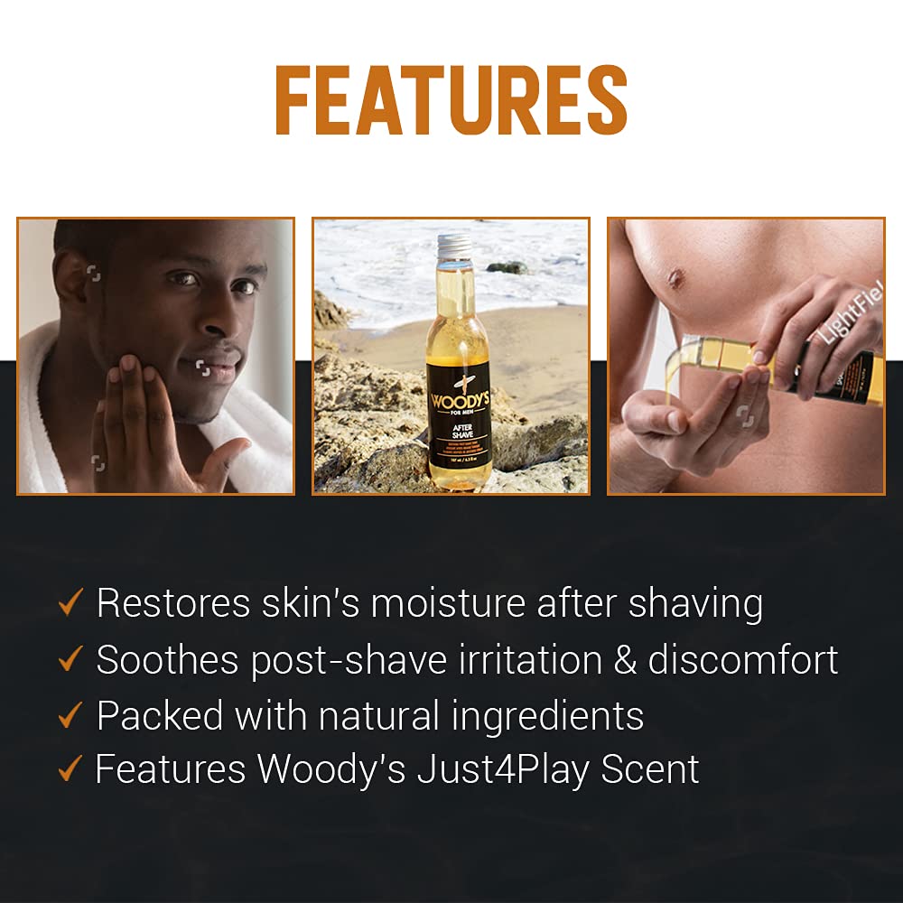 Woody's Aftershave for Men Tonic – Soothing After Shave with Aloe Vera, Calendula & Chamomile to Reduce Irritation, Post Shave, 6.3 fl oz
