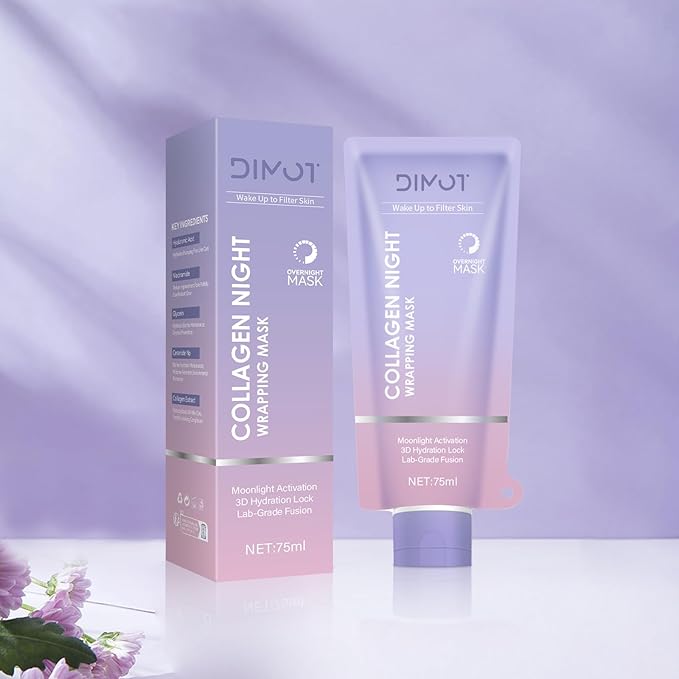 Collagen Night Wrapping Mask, Collagen Peel-Off Face with Jelly Brush - Deeply Hydrates & Firming & Glowy - Enhances Skin Elasticity, For Glowing Skin 2.54 fl.oz (1PC)