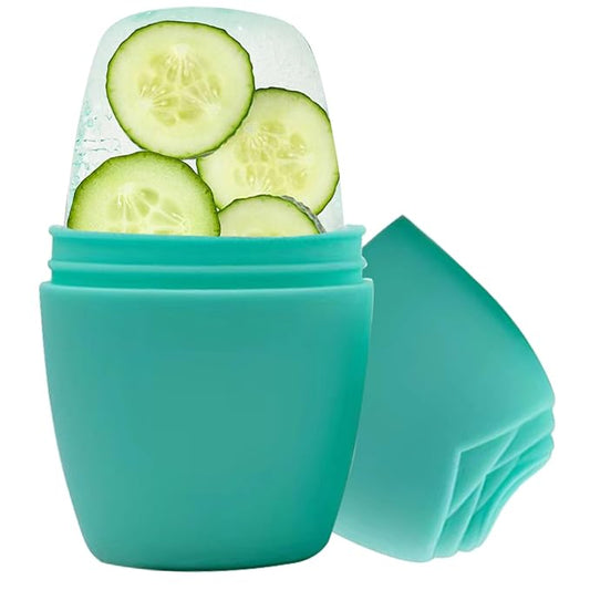 Ice Roller for Face, Qewro Silicone for Tone skin, Reusable Eye Puffiness Relief, Ice Roller Mold for Neck, Facial Roller to Remove Fine Lines Pores Anti Wrinkles (Green)