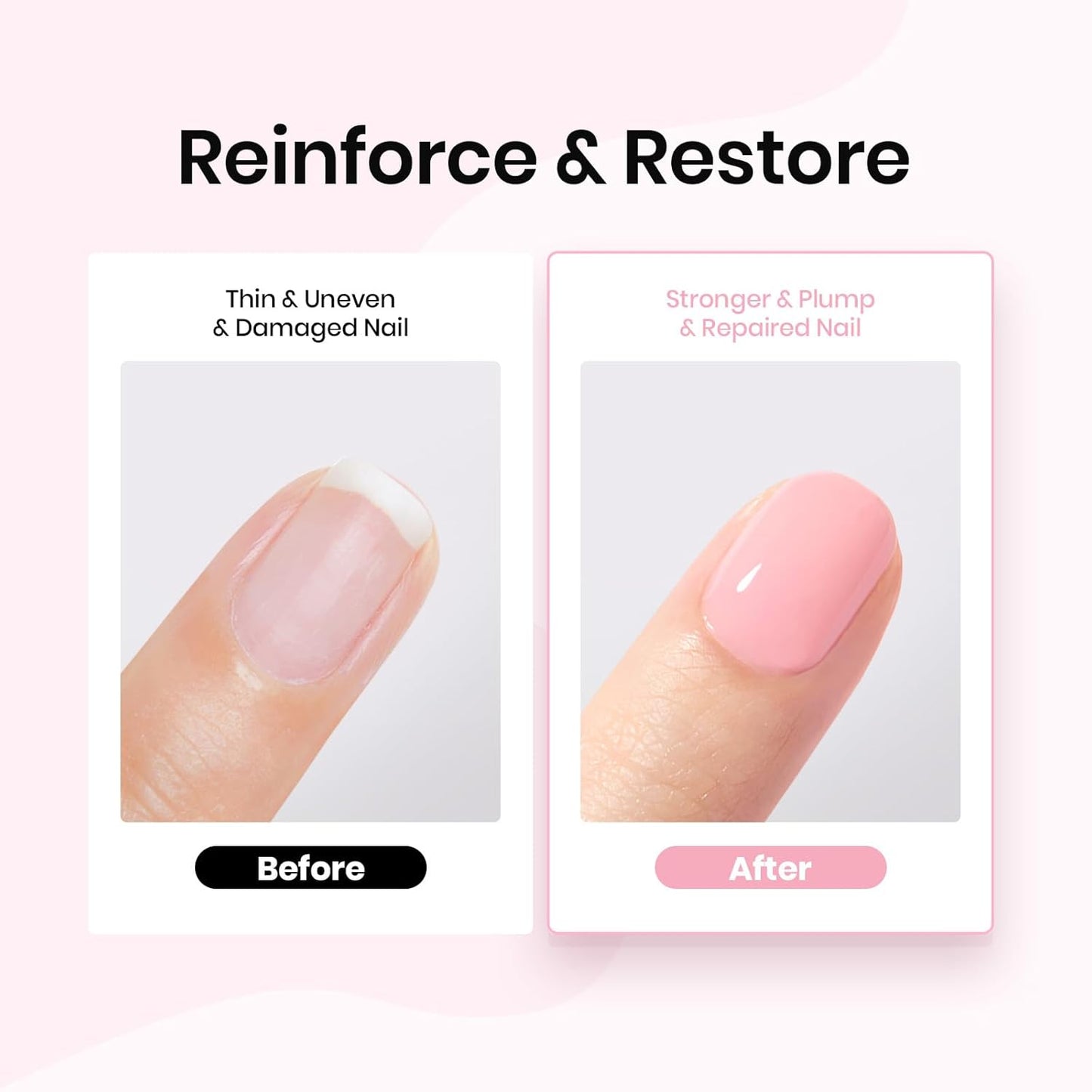 Beetles Rubber Base Gel, Nude Pink 6 Color Base Gel Polish Set, 5-in-1 Strengthening, Repairing & Smoothing Nail Base with Natural Nude Color, Self-Leveling Nail Art Manicure Gift for Women