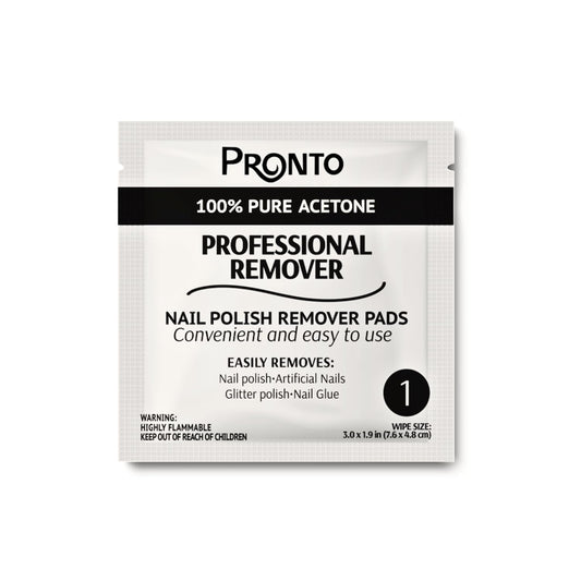 Pronto Acetone Nail Polish Remover Pads, 10 Pcs. Individually Wrapped Acetone Wipes, Pure Acetone Wipes Remover For Salon & Home - Quick Polish Nail Soak Pads