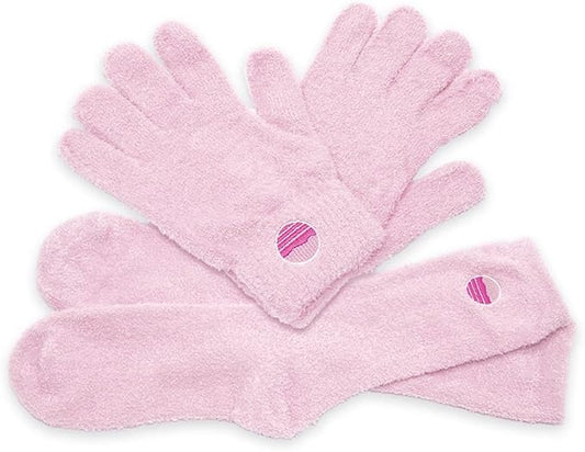 Moisturizing Socks and Gloves Set | Pink Fuzzy Socks and Gloves with Aloe and Vitamin E for Women | Women's Gifts for Self-Care
