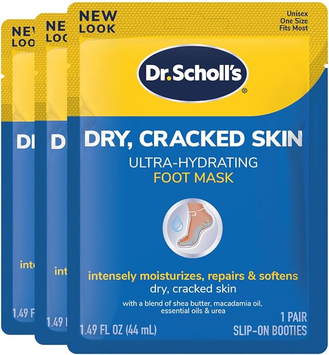 Dr. Scholl's Ultra Hydrating Foot Mask 3 Pack, Odor-Fighting Spray Powder Bundle, Intensely Moisturizes Repairs and Softens Rough Dry Skin, Destroys Odors Instantly