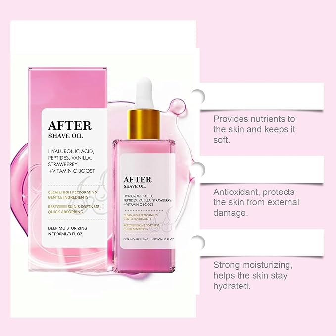 Strawberry Vanilla After Shave Oil women for Smooth Skin, Soft Serve After Shave Oil, Prevent Ingrown Hairs & Dryness 1PCS