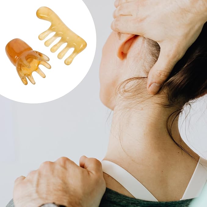 GLEAVI 2pcs Resin Massage Comb Gua Sha Comb for Scalp Deep Tissue Massage Comb Chinese Scalp Acupunctures Scalp Massage Guasha Scraping Scalp Comb Head Massage Hair Beeswax Resin China