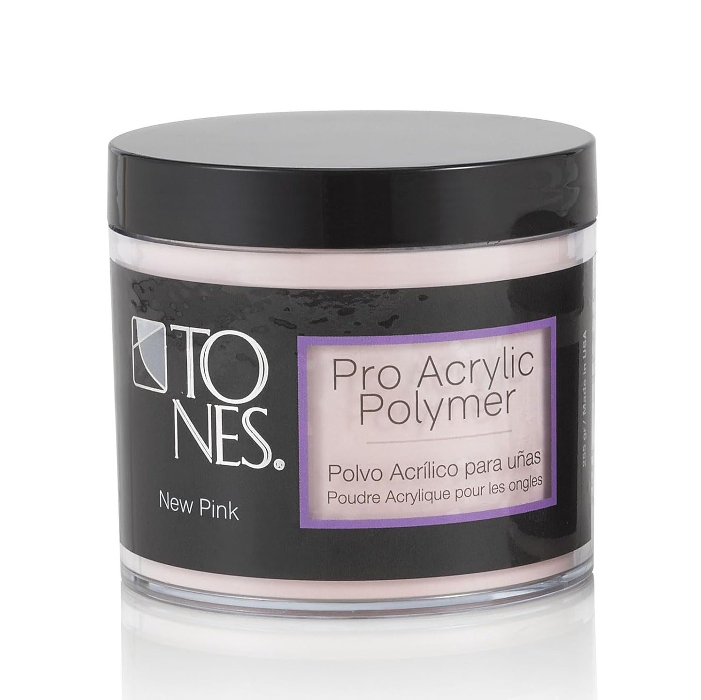 Tones Pro Acrylic Nail Powder, New Pink (Fresh Peach-Toned Pink), (8.5 Fl Oz) - Long-Lasting & Non-Yellowing Polymer for Salon Quality Nail Extensions & 3D Art
