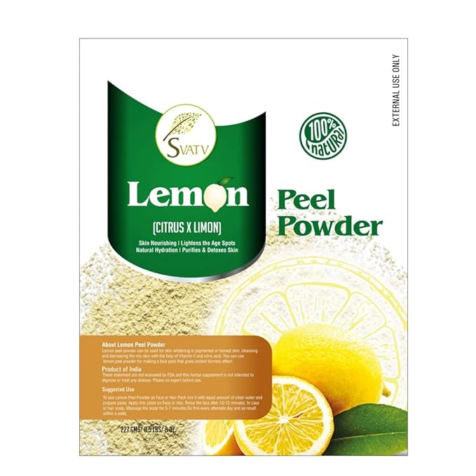 SVATV Lemon Peel Powder | Citrus Limonum | Natural, Soft And Smooth Skincare Powder | Face Pack | Used For Soap Making - 227 Gram, Half Pound, 8 Ounce.