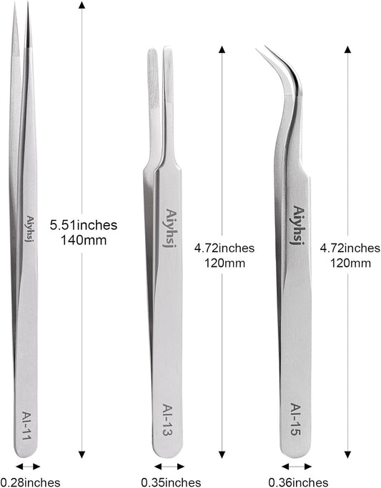3PCS Precision Tweezers Set, Upgraded High-end Stainless Steel of Tweezer for Craft, Electronics, Soldering, Model, Laboratory Work, Jewelry-Making