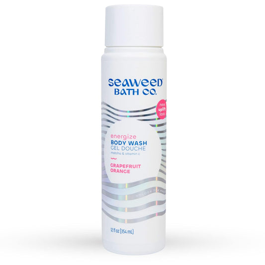 Seaweed Bath Co. Energize Body Wash, Grapefruit Orange Scent, 12 Ounce, Shower Gel for Men & Women, Vegan, Paraben Free, Sulfate Free, Cruelty Free