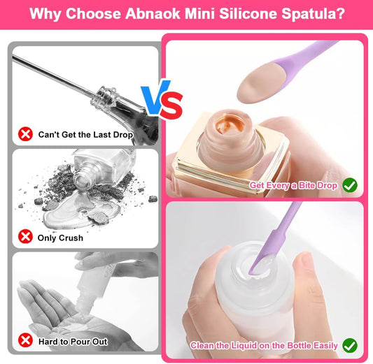 9 Pieces Mini Silicone Spatula-Makeup Spatula-Small Silicone Spatula-Thin Spatula Set for Skinny Openings-Abnaok Tiny Scraper for Jar,Kitchen Bottles,Cosmetic