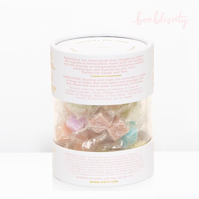 Bonblissity Sugar Cubes Candy Scrub, 30 pcs - Sugar Body Scrub Gift Set with Assorted Scents, Gentle Hand, Feet, and Body Exfoliator Turns into Lotions, Spa Small Gifts for Women and Men, Travel Size