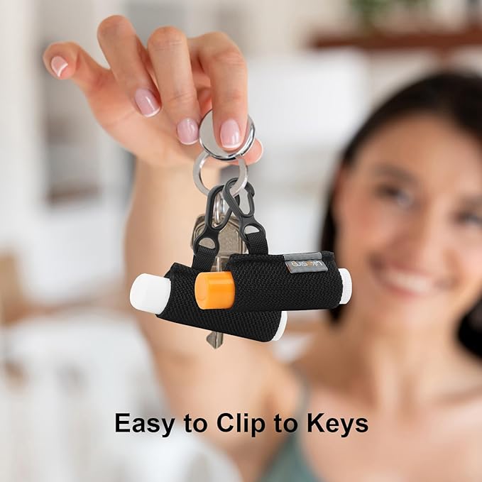 Lip Balm Holder, 4Pcs Chapstick Holder with Clip On for Backpacks, Elastic Lipstick Sleeve Holder Gifts for Friends Women Girls Boys Man, Black