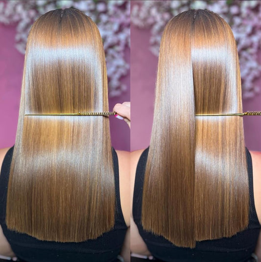 KERATIN RESEARCH Brazilian Keratin Hair Straightening and Smoothing Blowout Treatment Professional Organic Results shiny Hair with Natural look Queratina Keratina (4 OZ Original)