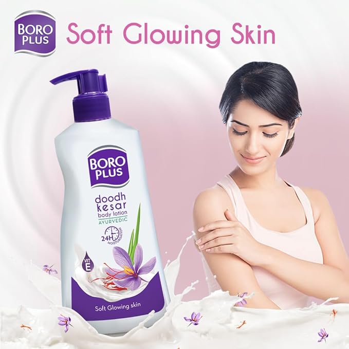 Ayurvedic Body Lotion | with Milk & Saffron | Moisturizing Lotion for Dry Skin | Hydrates & Provide Soft and Supple Skin | 13.53 Oz/400ml