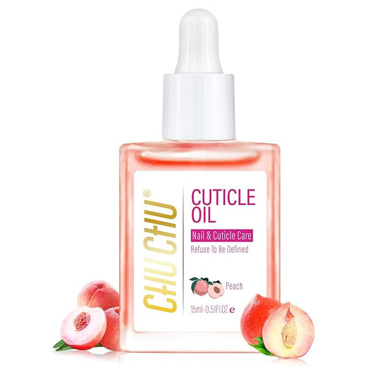 CHUCHU Organic Cuticle Oil for Nails: Peach Jojoba Nail Oil with Vitamin B & E - Moisturizes Repairs and Promotes Nail Growth - Prevents Dryness Hangnails and Chapped Skin 15ML