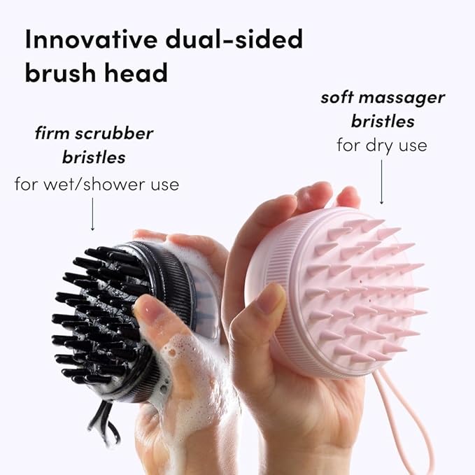 Fancii Hair Scalp Massager, Shampoo Brush for Wet & Dry Hair, Scalp Scrubber Exfoliator for Dandruff Removal & Hair Growth. Shower Head Brush for All Hair Types, Soft Silicone (Pink)