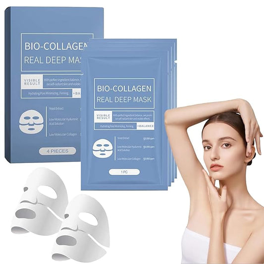 Korean Bio-Collagen Real Deep Mask, Bio Collagen Face Mask Overnight, Bio-Collagen Real Deep Mask, Korean Overnight Face Mask(1 Pack/4PCS)