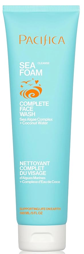Pacifica Beauty Sea Foam Face Cleanser, Daily Gentle Foaming Face Wash, With Coconut Water + Sea Algae Complex, Removes Makeup, For Combination and Oily Skin, Vegan and Cruelty Free, Clean Skin Care