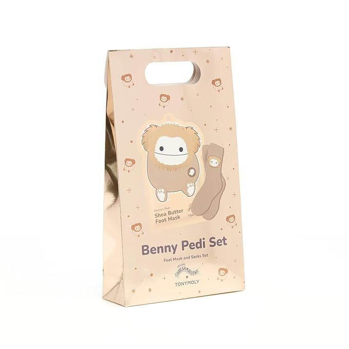 TONYMOLY x Squishmallow Benny Pedi Set - Shea Butter Foot Mask with Cozy Benny Socks - Ultimate Foot Pampering Kit