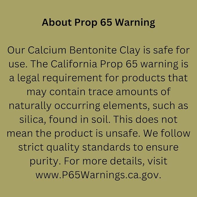 100% Natural Calcium Bentonite Clay Powder for Facial Masks, Creams, Body Wraps and Soap Making 0.5 LBS / 227 GMS