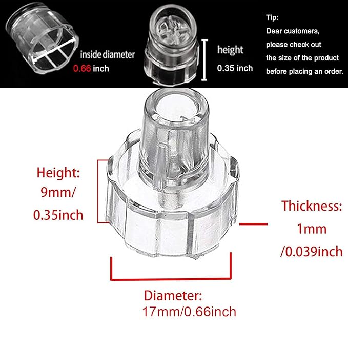 Elitzia Plastic Hydro Dermabrasion Microderma Heads Hydro Facial Aqua Peel Tips Water Peeling Caps Facial Care Skin Cleaning Tool Beauty Machine Replacement Spare Parts 8pcs Per Set（Transparent）