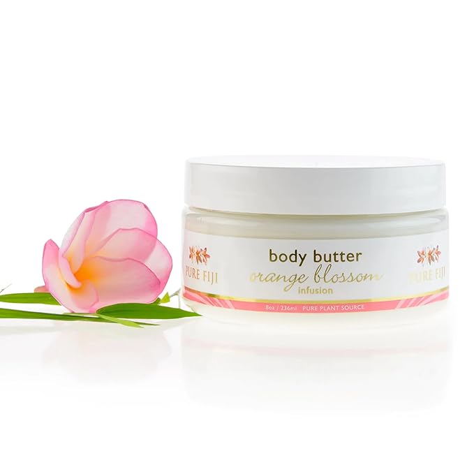 PURE FIJI Body Butter - Moisturizer Body Butter Cream - Face Cream and Body Lotion for Dry Skin with Natural Oils & Vitamin E, Body Butter For Women for Men,Orange Blossom, 8oz