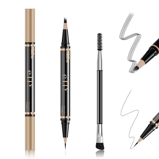 Eyebrow Pencils for Women, Microblading Eyebrow Pen Magical 2-in-1 Dual-Ended Brow Pen with 3D & Precise Brush-Tip Create Natural Hair-Like Brows, Last All-Day(Black Brown)