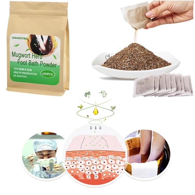 100Bags Mugwort Herb Foot Soak Chinese Herbal Foot Bath Spa Powder Kits Foot Reflexology Relax 艾草足浴泡脚