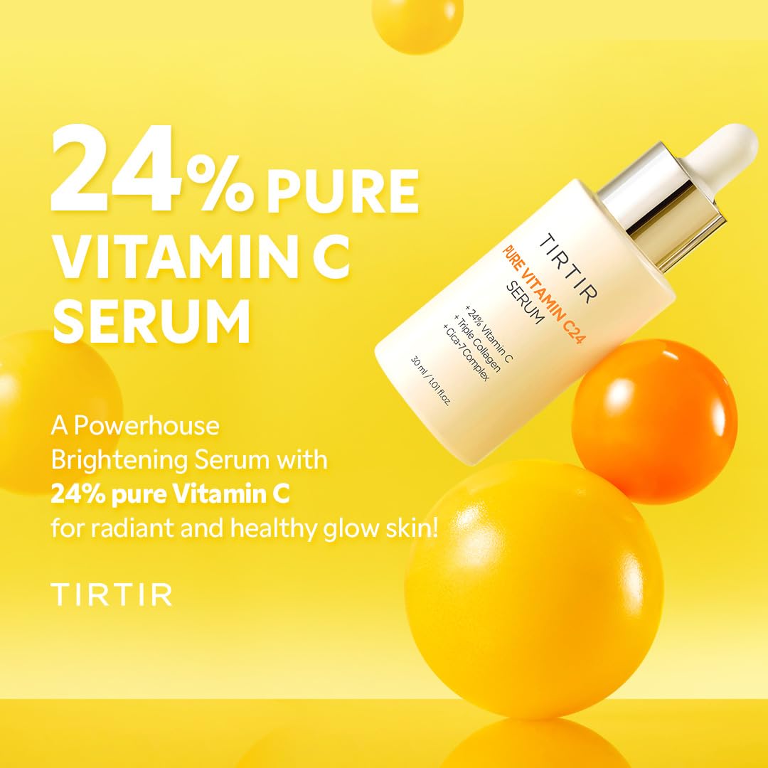 TIRTIR Pure Vitamin C 24% Face Serum – Dark Spot Remover for Sensitive Skin with Collagen Anti Aging Even out Skin Tone Non irritation tested, Wrkinkles, Korean Mild Vita C Facial Serum 1.01 Fl Oz