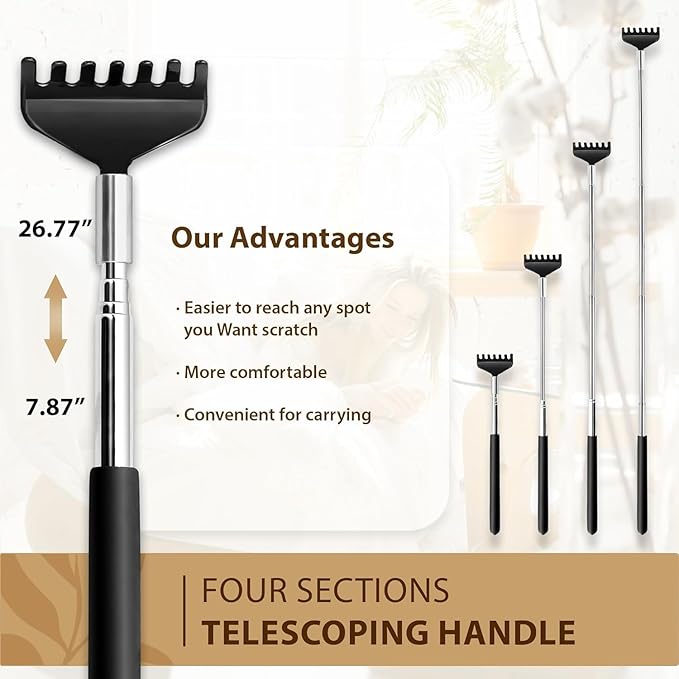 Head Massager 20 Fingers Scalp Massager Head Scratcher, Back Massage Back Scratcher, Stocking Stuffers for Scalp and Body Massage (Black)