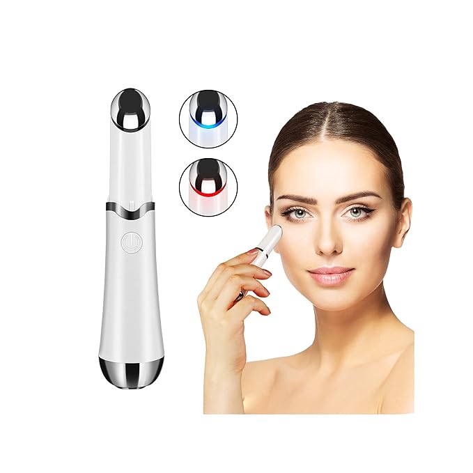 Ideal Swan Eye Massager Wand - Chargeable Facial Massager for Dark Circles, Eye Bags, Puffiness Under Eyes (White)