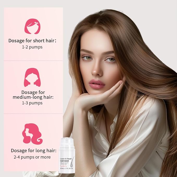 Leave-In Repair Hair Mask, Dry or Damaged Hair Mask Treatment, Repair Traight, Curly, Wavy, Thick, Thin Hair