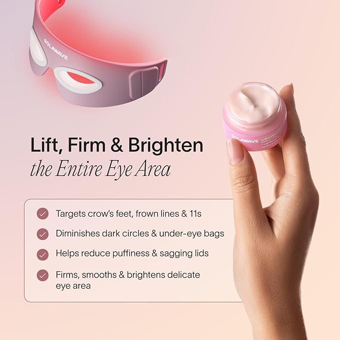 Solawave Eye Recovery Pro Kit | Red Light Therapy Eye Mask + LightBoost Eye Cream | Reduce Fine Lines & Wrinkles, Under Eye Dark Circles, & Puffiness
