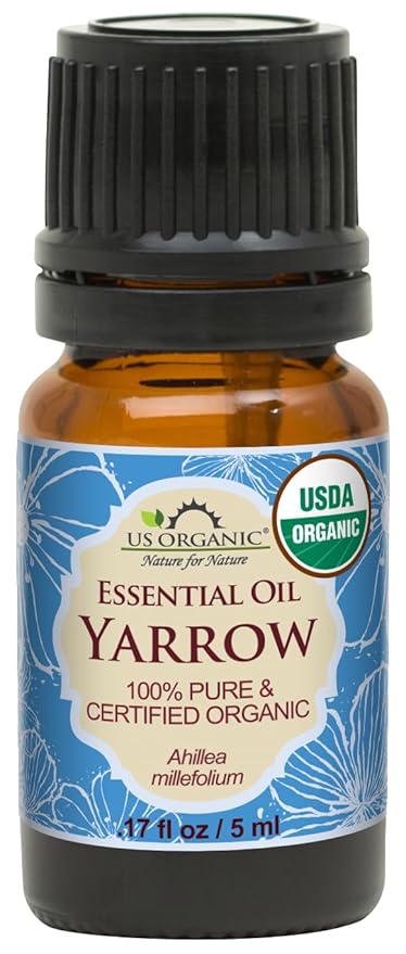 US Organic 100% Pure Yarrow Essential Oil, USDA Certified Organic, Steam Distilled, Achillea Millefolium, Therapeutic Grade, Calming & Soothing, Skin Care & Aromatherapy, Sourced from Bulgaria (5 ml)