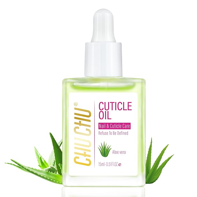 CHUCHU Cuticle Oil for Nails: Jojoba Nail Cuticle Oil for Repair and Strengthening Nails - Vitamin B & E Moisturizes Cuticle and Nail's Skin - Prevents Hangnails and Chapped 15ML Aloe