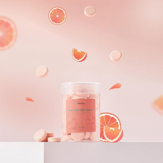 NOVAL Pedicure Spa Tablet - Fast Dissolving, Gentle & Portable Foot Soak for Softening Calluses & Hydrating Skin, Orange Scent