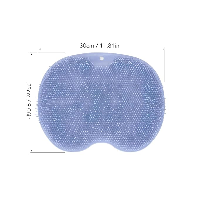 Silicone Foot & Body Scrubber with 75 Non Slip Suction Cups for Shower, Flat Shower Back Scrubber Wall Mounted Foot Scrubber for Shower Floor, Foot Massage Mat to Eliminate Dead Skin (Blue)