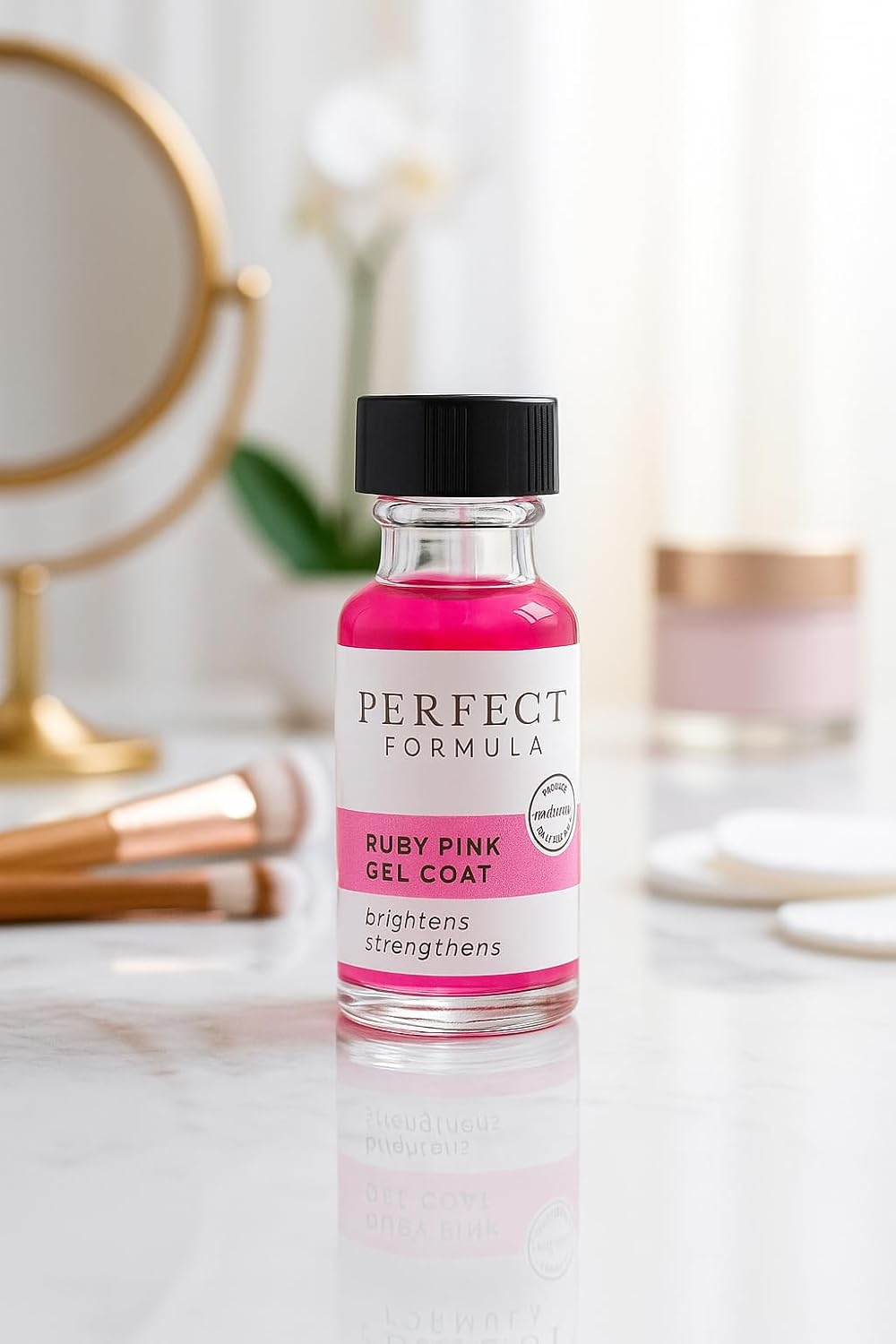 Perfect Formula Ruby Pink Gel Coat - Nail Strengthener, Keratin Nail Treatment, Gemstone Pink Gel Nail Polish - Nail Strengthener for Damaged Nails - Made In The USA .60 fl oz.
