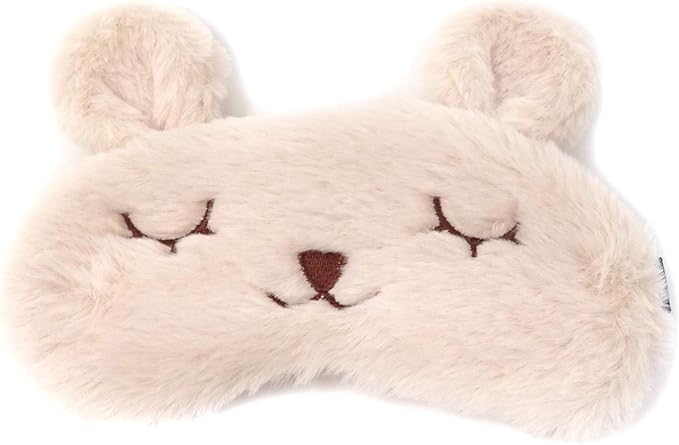 Honbay Plush Rabbit Sleeping Eye Mask Cute Cartoon Animal Eye Mask for Children (Beige)