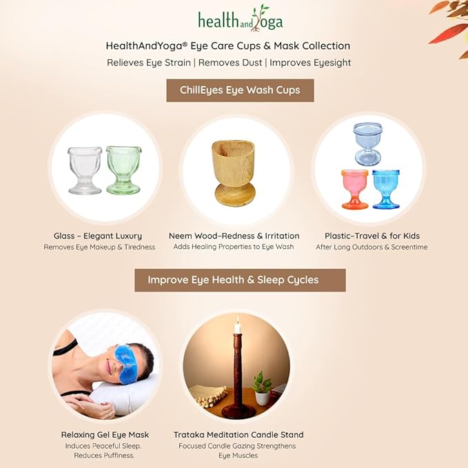 HealthAndYoga™ ChillEyes Transparent Glass Eye Wash Cup - Effective Eye Rinse and Cleansing – Eco-Friendly, Non-Reactive, Safe and Comfortable (Clear - Set of 2)