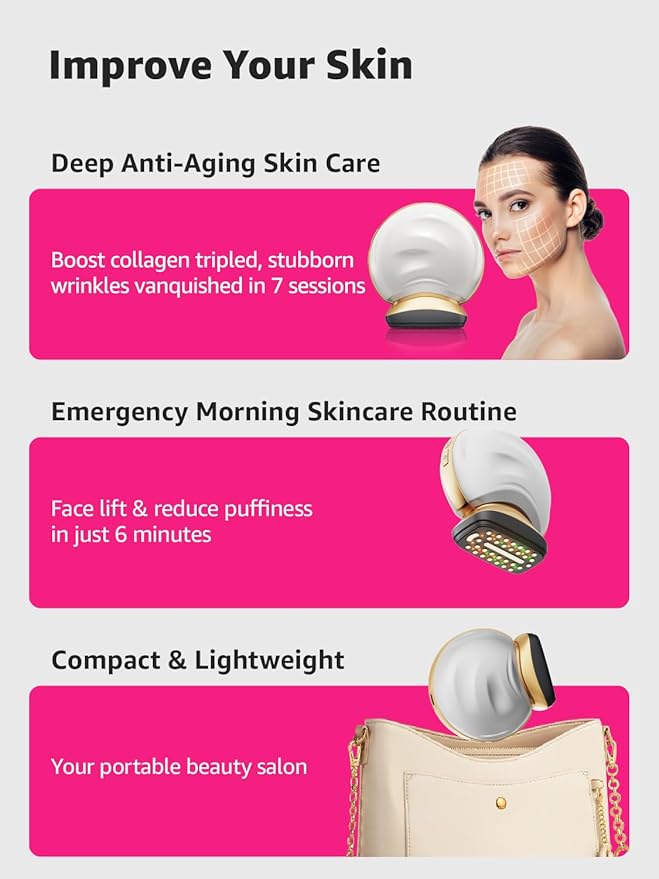 Microcurrent Facial Device Face Lift: iFae 3 in 1 Light Therapy for Face, Portable Face Lift Device for 90 Seconds Lifting, Tightening, Skin Rejuvenation Anti-Aging Wrinkle Skin Salon at Home (White)