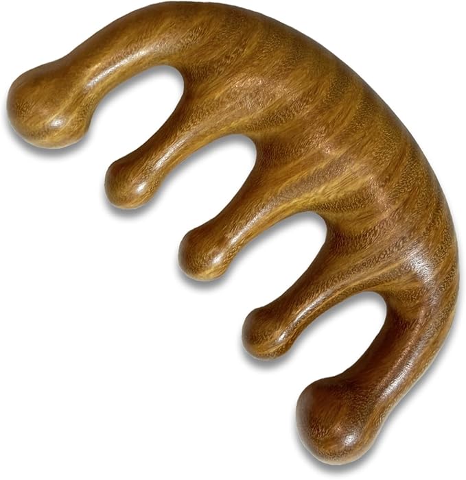 Wooden Scalp Massager - Green Sandalwood Wide Tooth Wood Therapy Massage Tool for Head Relaxation, Stress Relief & Hair Health (Funny Spa Gifts)