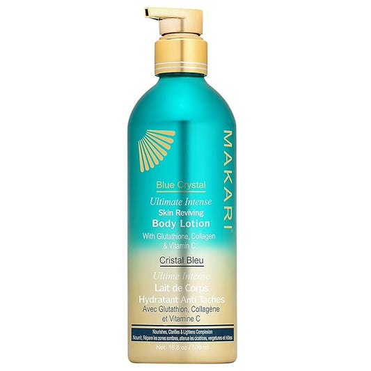 Makari Ultimate Intense Blue Crystal Skin Reviving Body Lotion 16.8 oz | Body Lotion with Glutathione & Collagen | Body Moisturizer and Body Cream with Vit C | Body Skin Care Product for Women & Men