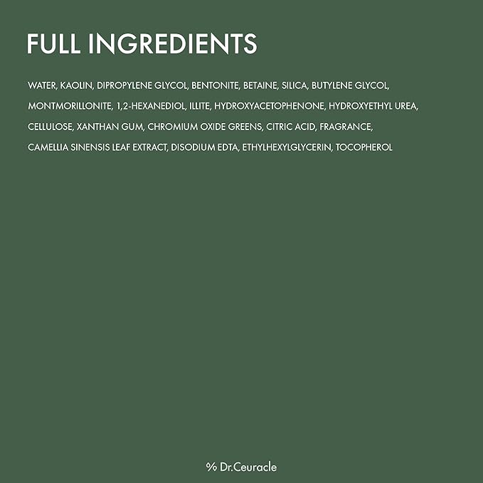 leegeehaam Dr.Ceuracle Jeju Island Matcha Clay Pack (115g / 4.05 oz) - Wash-Off Type Clay Facial Mask Pack for Cleansing Pore and Detoxifying Dull Skin