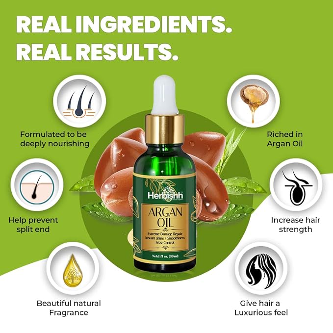 Herbishh H2 Combo (Condition + Hair Treatment) Pro Keratin Hair Mask 250 gm and Argan Oil for Hair 30ml for Men & Women | Combo for Dry, Weak & Frizz Hair