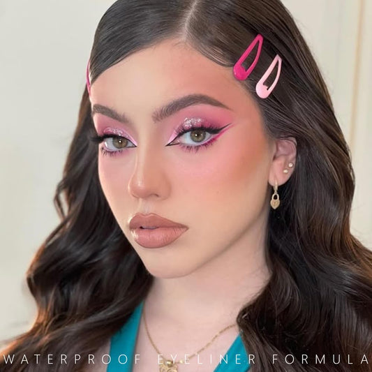 evpct Pink Eyeliner Pencils for Eyes, Pink Nude Under Colored Eye Liner Pencil Makeup Waterproof Smudge Proof, Colored Gel Waterline Eyeliner Liquid, Face Eye Paint Stick Lipstick Halloween Makeup 02