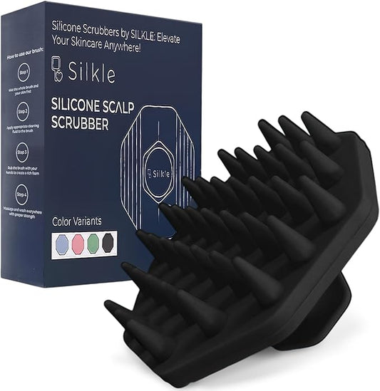 Silicone Scalp Scrubber - Massage Shampoo Brush, Soft Bristles for Hair Growth & Dandruff Removal - Ergonomic Design, Wet & Dry Use, Deep Cleansing Scalp Exfoliator for All Hair Types - Black