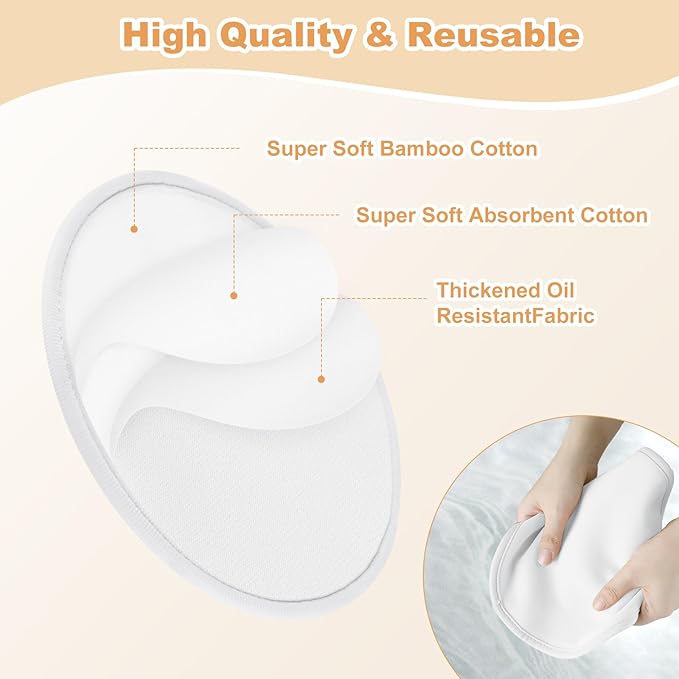 Castor Oil Pack for Breast, 4 PCS Reusable Organic Castor Oil Pack Wrap,Soft Breast Pads for Relaxing Sleeping (Oil Not Included) - White